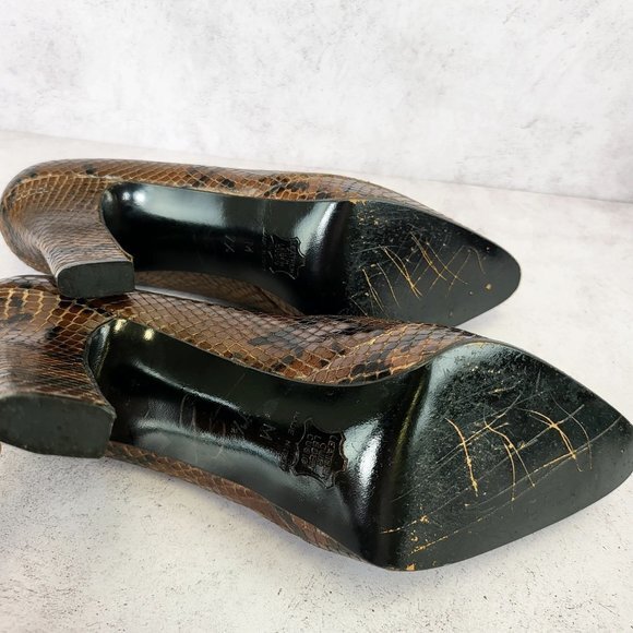 Yves‎ Saint Laurent Shoes Leather 7.5 Sandals Snakeskin Pump Snake YSL $2,507 - Picture 10 of 14